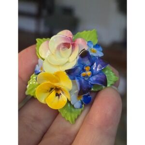 Jon Anton Bone China Porcelain Pastel Brooch English England Vintage